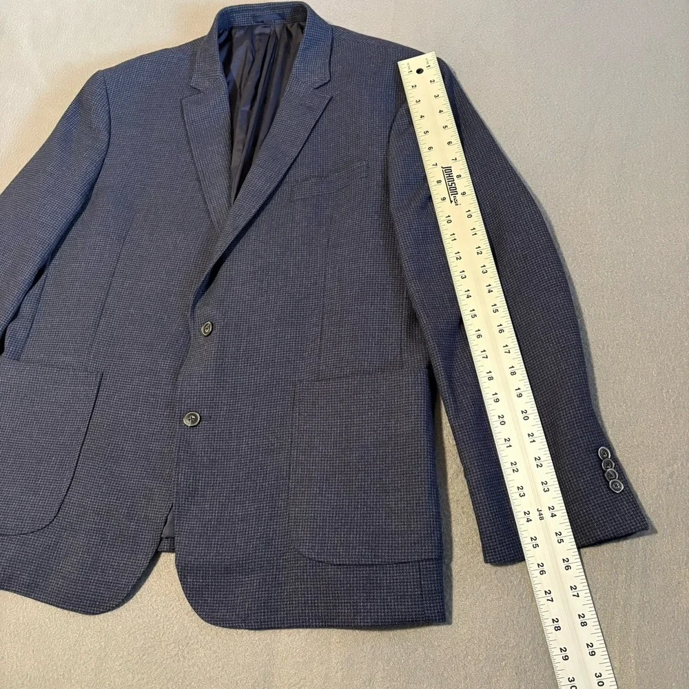 Jos A Bank 1905 Brrr Comfort Blazer 46R Navy Blue Houndstooth‎ Slim Fit Jacket